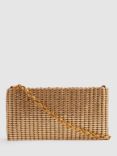 Reiss Bailey Beaded Clutch Bag, Gold