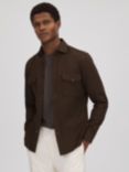 Reiss Arlo Long Sleeve Textured Shirt, Chocolate