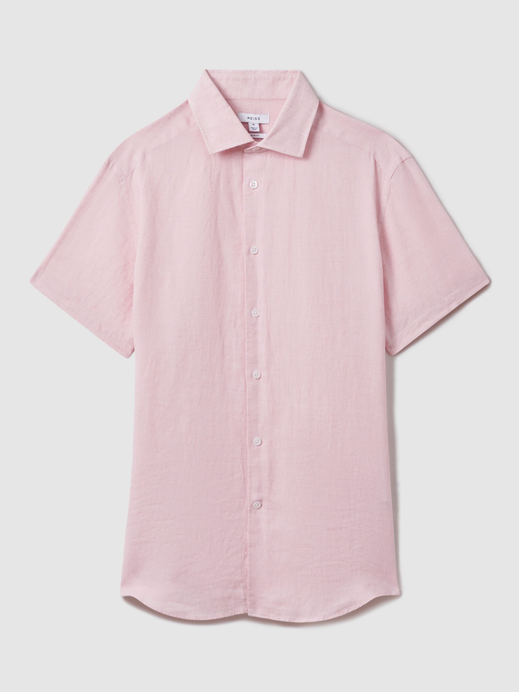 Reiss Holiday Linen Regular Fit Shirt, Flamingo, XS