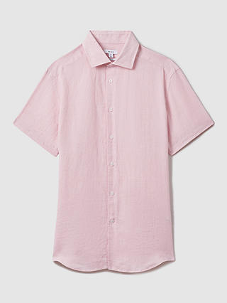 Reiss Holiday Linen Regular Fit Shirt, Flamingo
