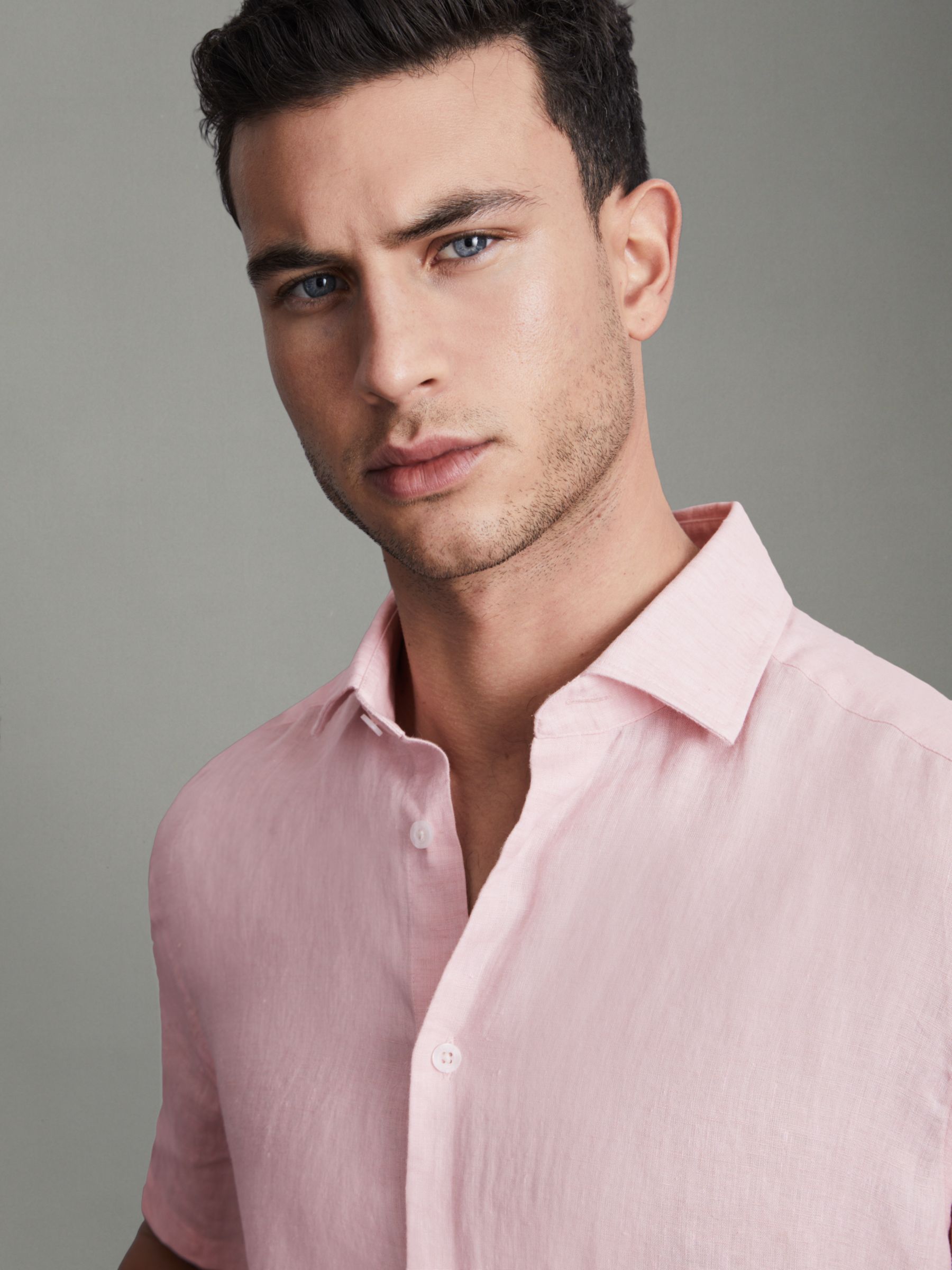 Reiss Holiday Linen Regular Fit Shirt, Flamingo, XS