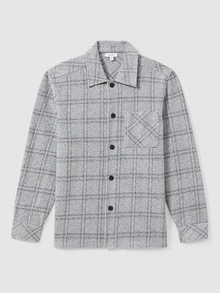 Reiss Oliver Long Sleeve Brushed Check Shirt, Soft Grey