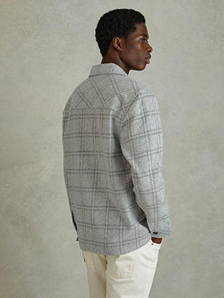 Reiss Oliver Long Sleeve Brushed Check Shirt, Soft Grey