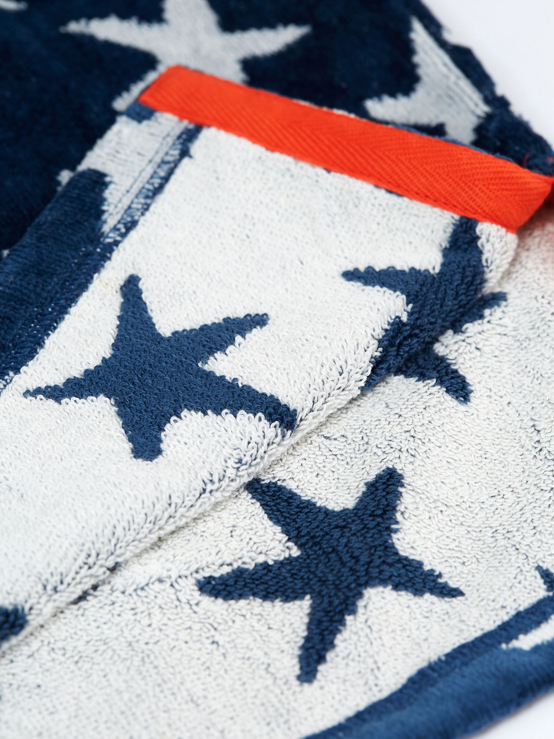 Frugi Kids' Havana Starfish Organic Cotton Hooded Towel, Soft Navy/White, 3-6 years