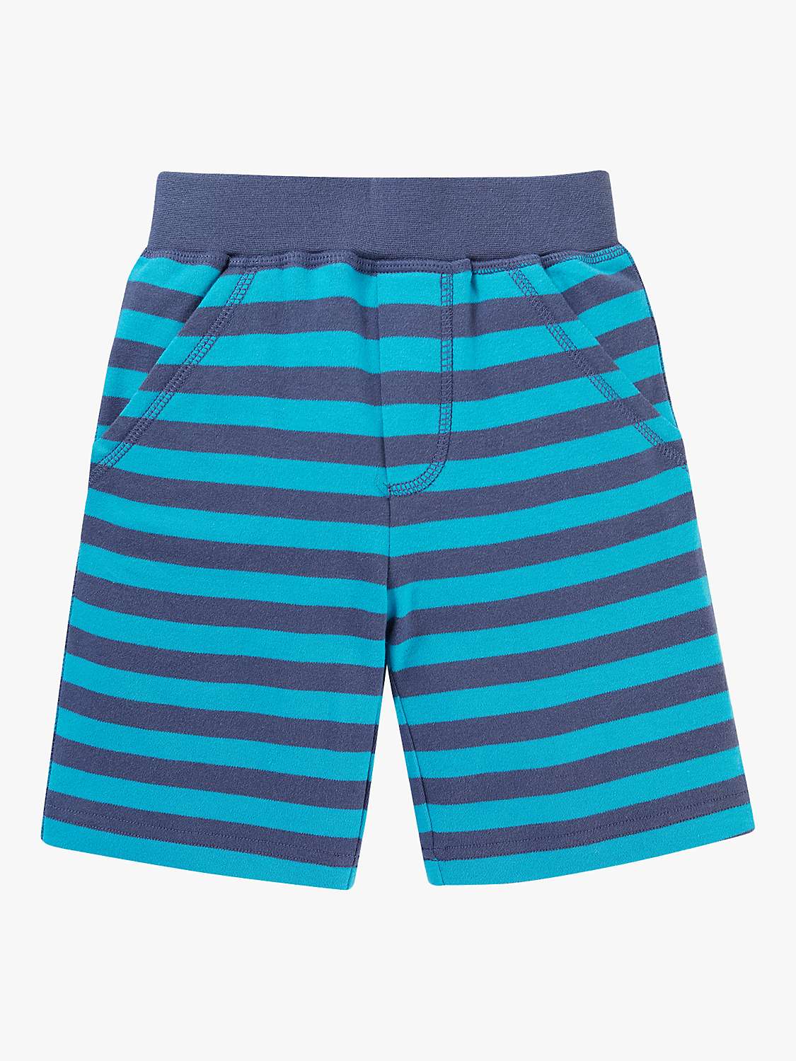 Buy Frugi Kids' Organic Cotton Ellis Stripe Shorts, Tropical Navy Online at johnlewis.com