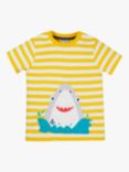 Frugi Kids' Sid Organic Cotton Shark Applique T-Shirt, Multi
