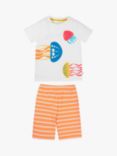 Frugi Kids' Porthleven Jellyfish Short Pyjamas, Soft White/Multi