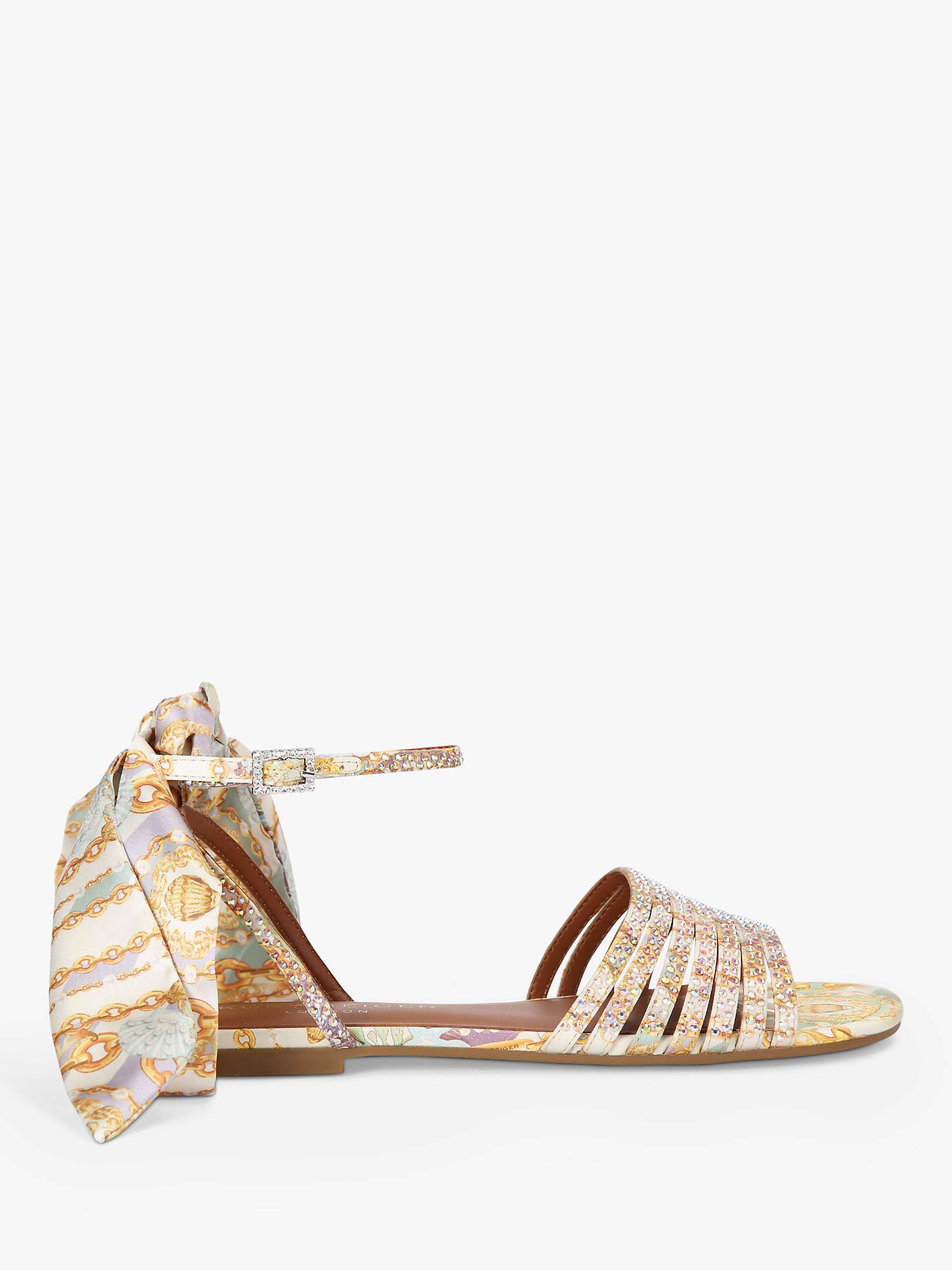 Kurt Geiger London Peirra Scarf Detail Embellished Sandals, Cream/Multi ...