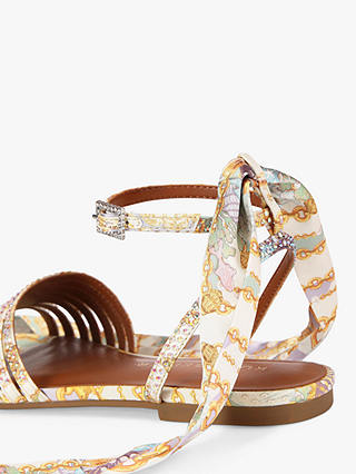 Kurt Geiger London Peirra Scarf Detail Embellished Sandals, Cream/Multi