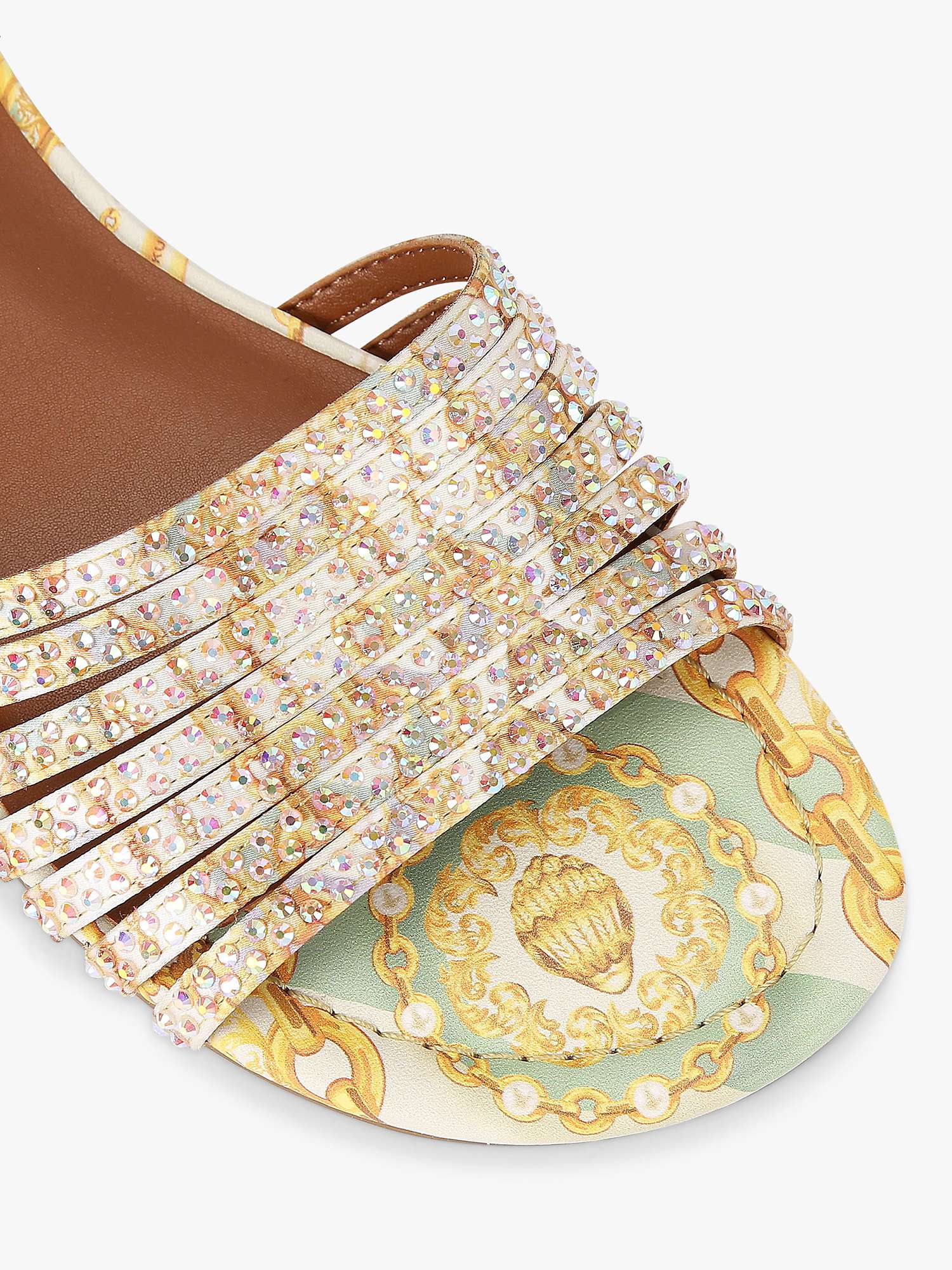 Buy Kurt Geiger London Peirra Scarf Detail Embellished Sandals, Cream/Multi Online at johnlewis.com