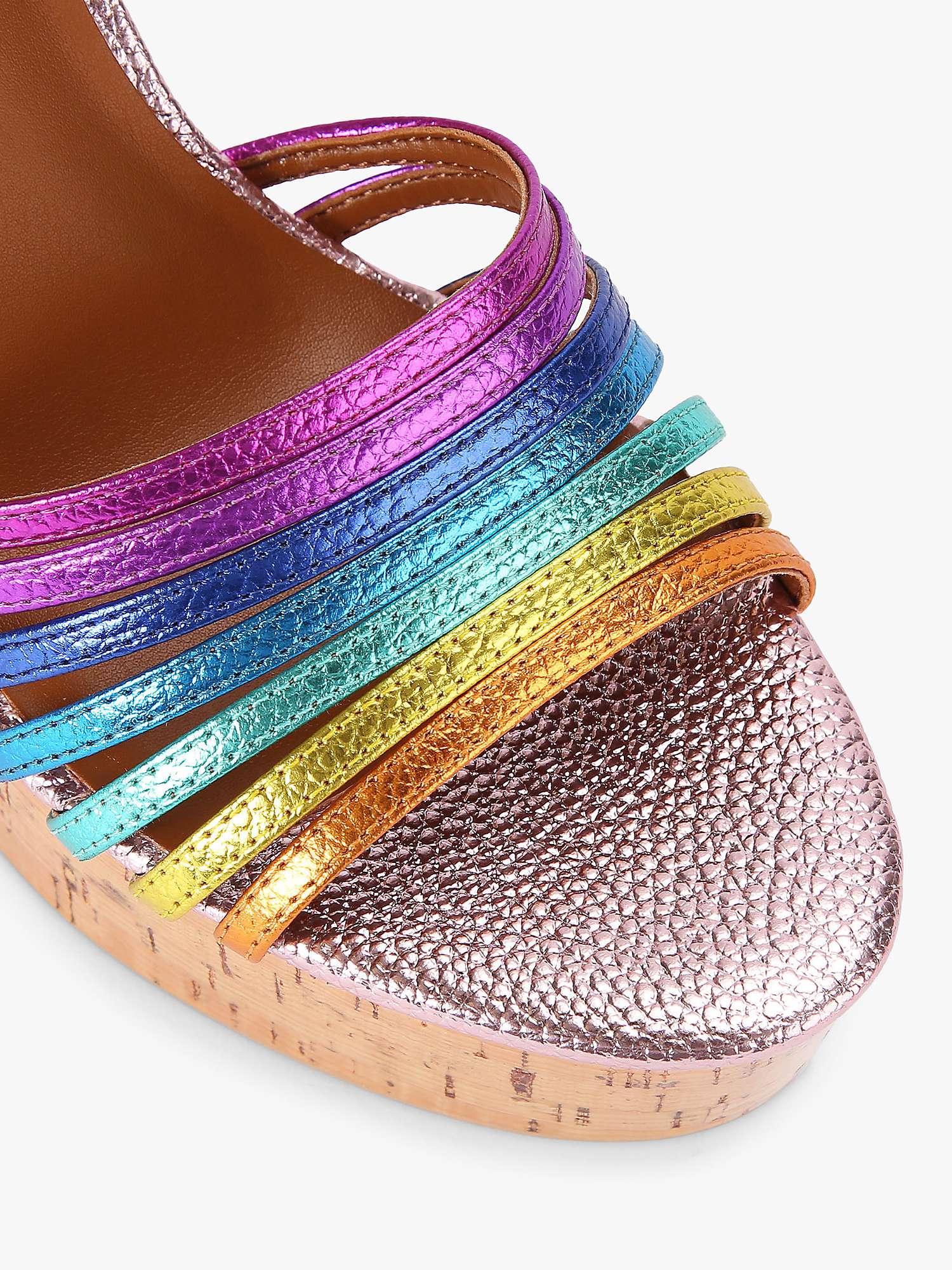 Buy Kurt Geiger London Pierra Leather Cork Wedge Heel Sandals, Multi Online at johnlewis.com
