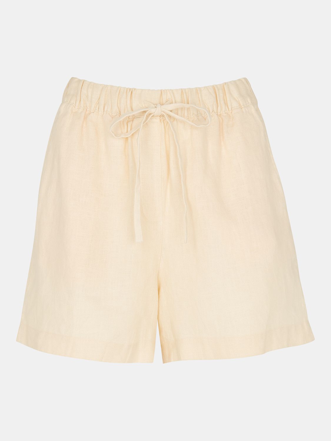 Whistles Elasticated Waist Linen Shorts, Ivory, 6