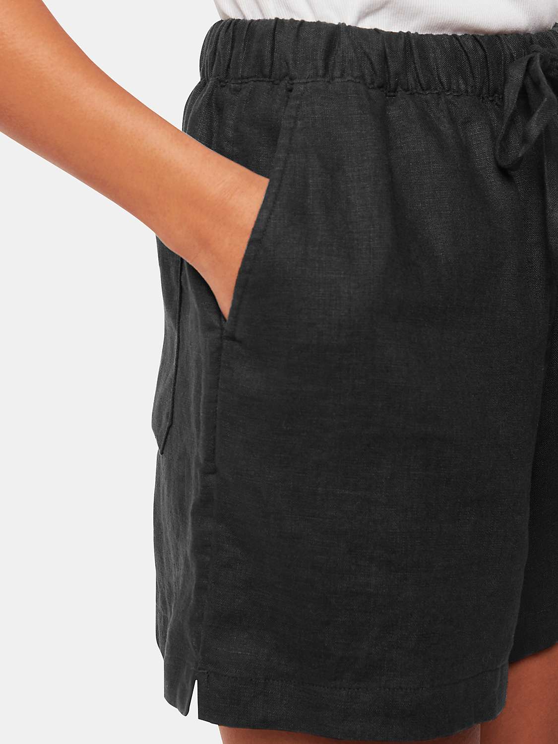 Buy Whistles Petite Elasticated Waist Linen Shorts, Black Online at johnlewis.com