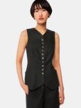 Whistles Lindsey Linen Blend Waistcoat, Black