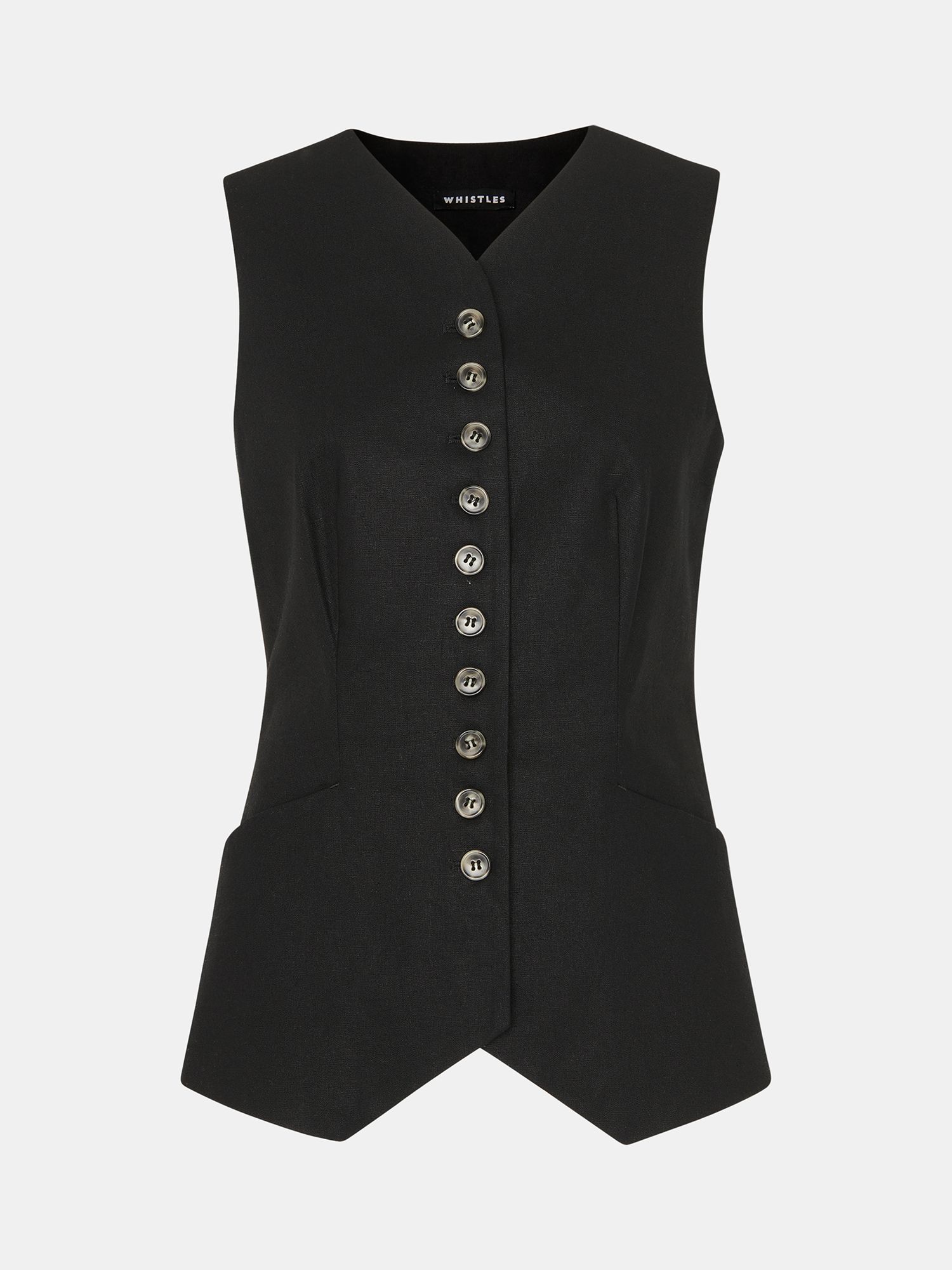 Buy Whistles Lindsey Linen Blend Waistcoat, Black Online at johnlewis.com