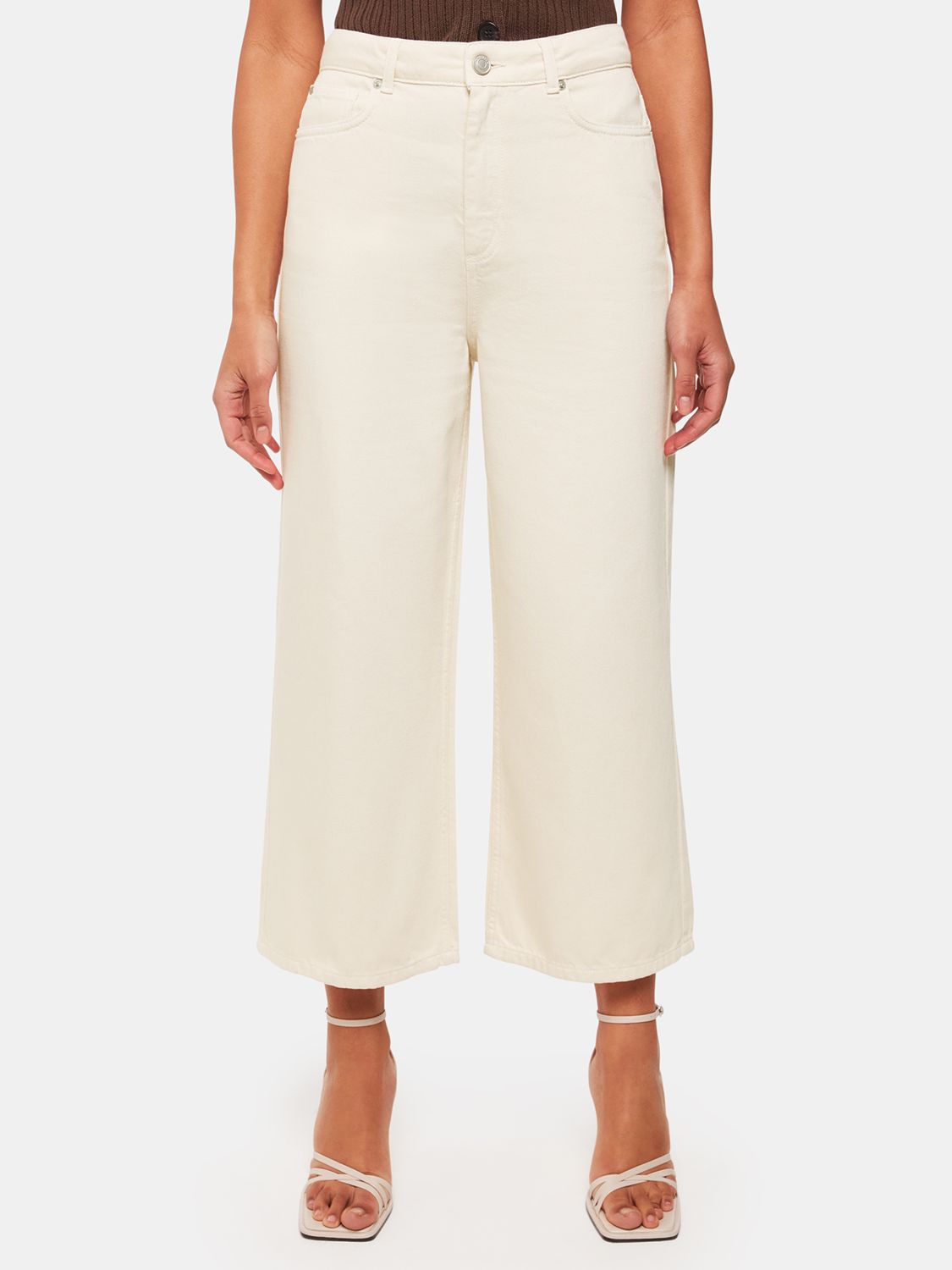 Buy Whistles Wide Leg Cropped Jeans, White Online at johnlewis.com