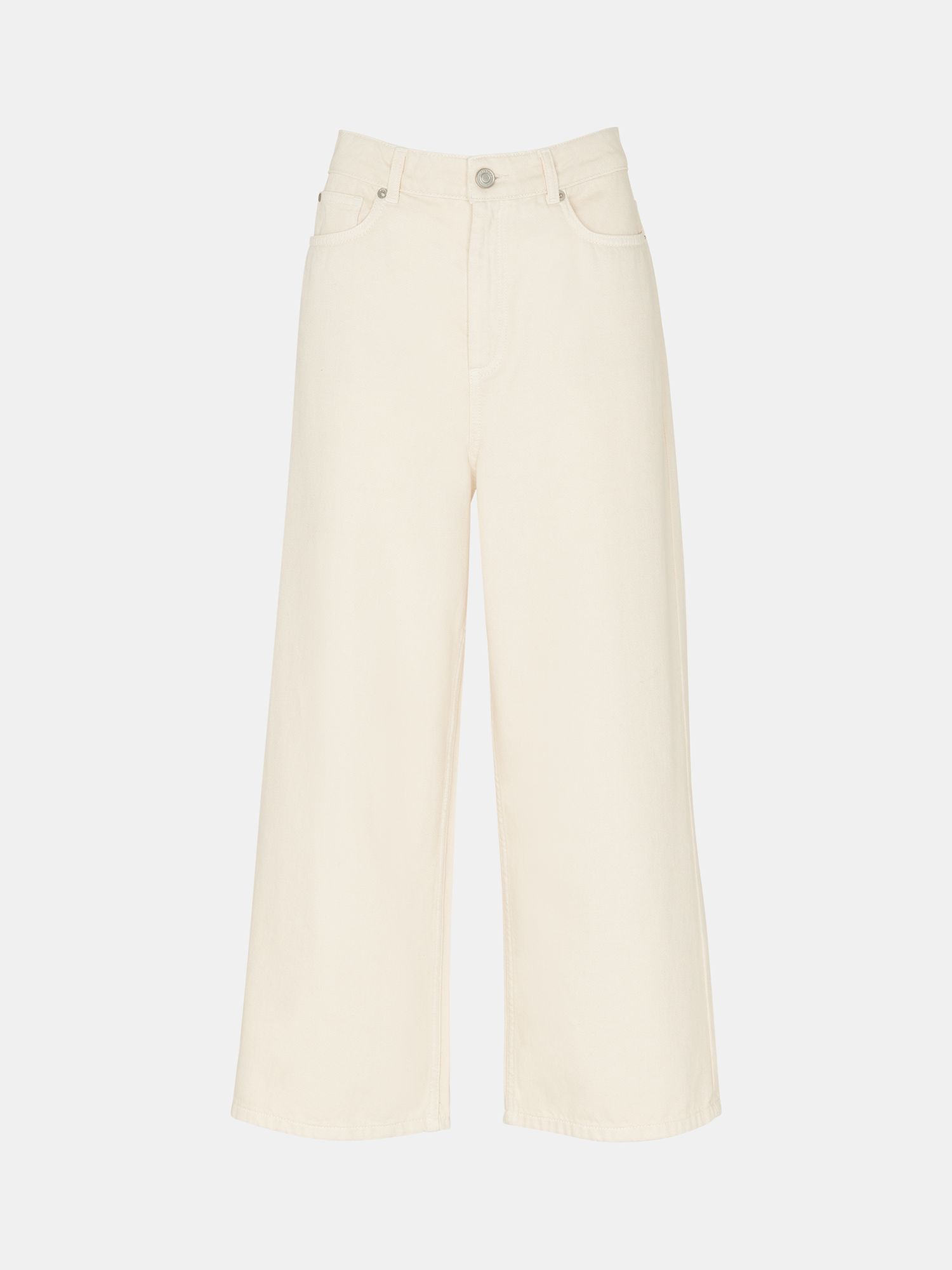 Whistles Wide Leg Cropped Jeans, White, 26