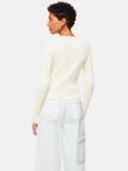 Whistles Ribbed V-Neck Cardigan, Ivory