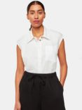 Whistles Olivia Cap Sleeve Linen Shirt, White