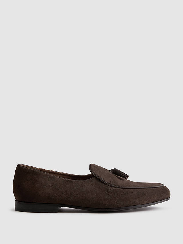 Reiss Harry Leather Tassel Loafers, Dark Brown