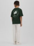 Reiss Kids' Palm Back Graphic Oversized T-Shirt, Dark Green