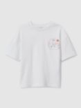 Reiss Kids' Monte Back Graphic T-Shirt, Optic White/Multi