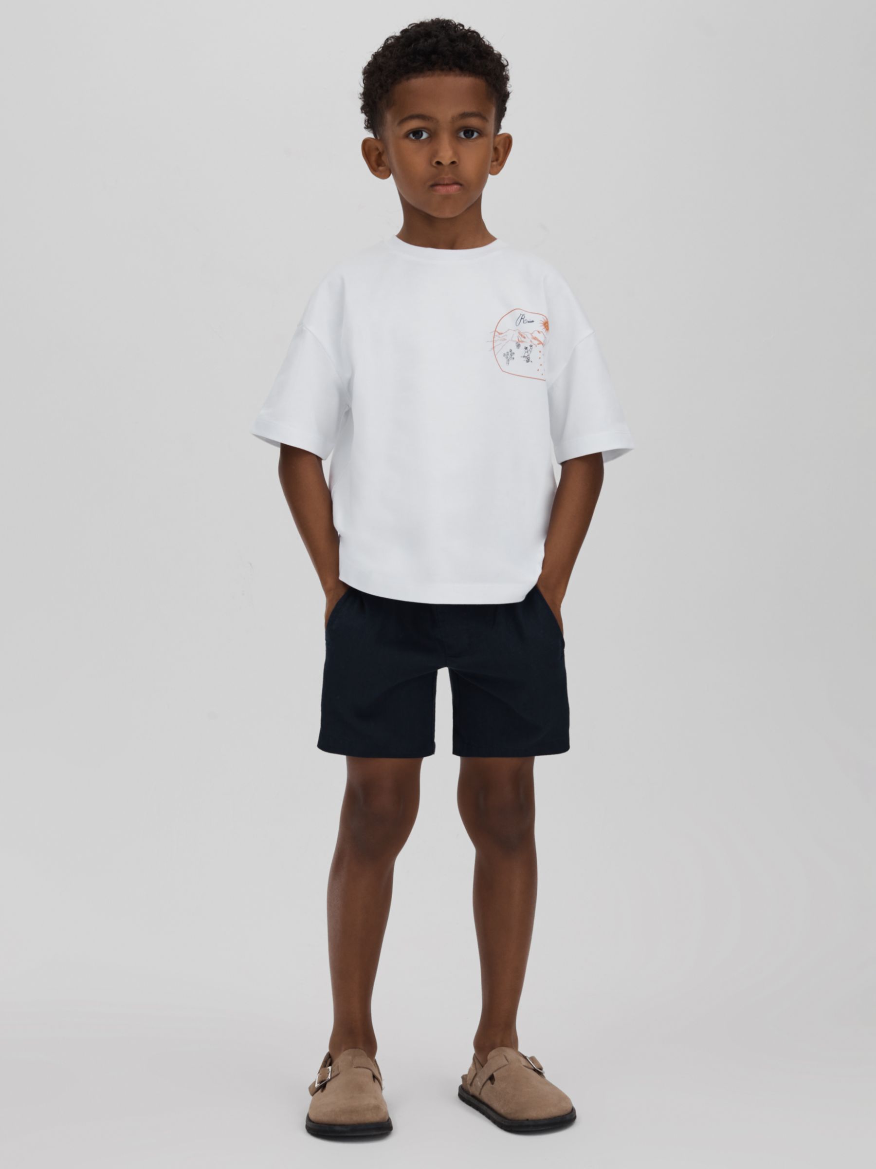 Reiss Kids' Monte Back Graphic T-Shirt, Optic White/Multi, 3-4 years