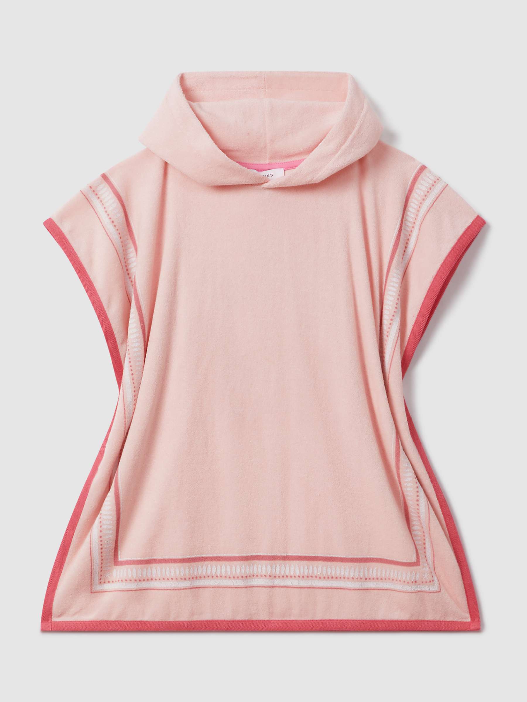 Buy Reiss Kids' Afar Border Towelling Hooded Poncho, Pink Online at johnlewis.com