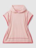 Reiss Kids' Afar Border Towelling Hooded Poncho, Pink