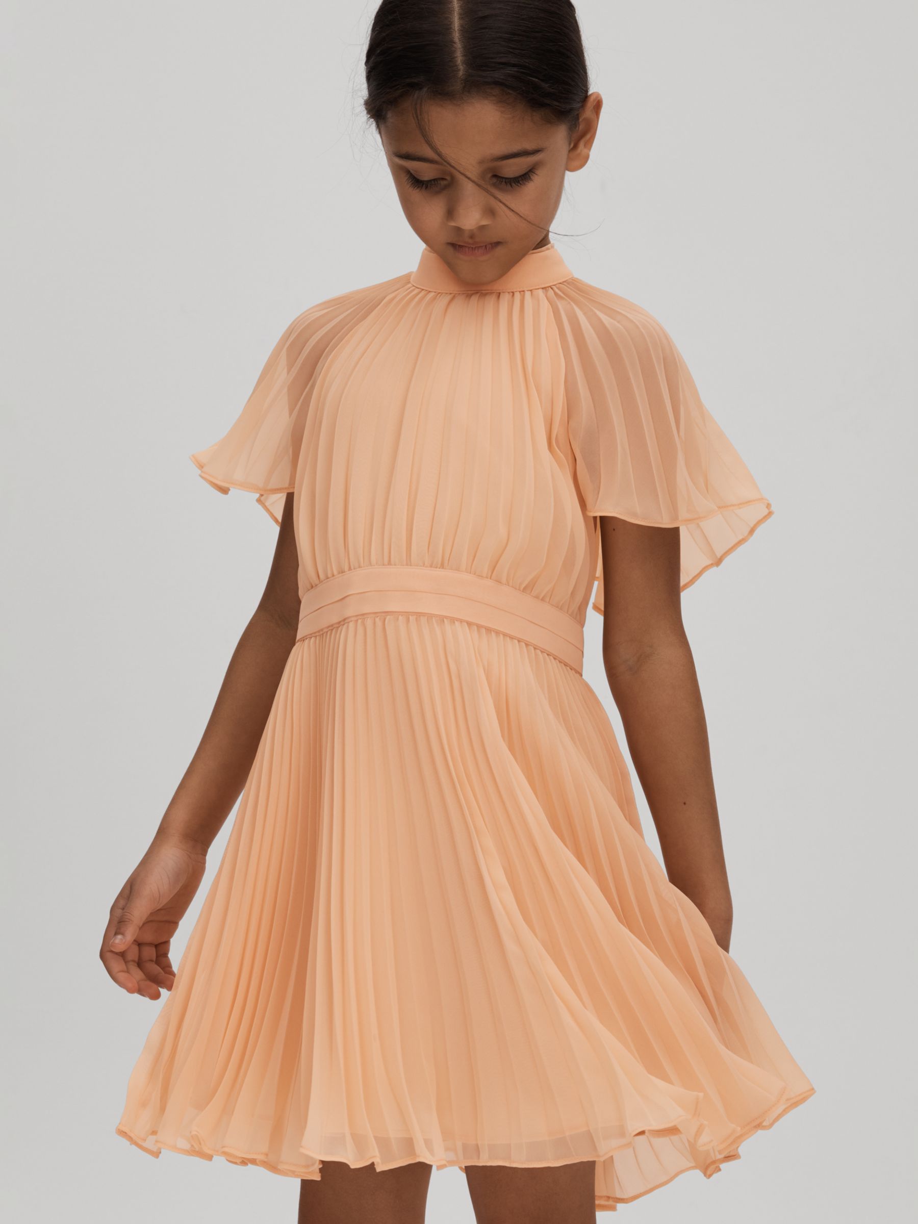 Buy Reiss Kids' Verity Pleated Dress, Apricot Online at johnlewis.com