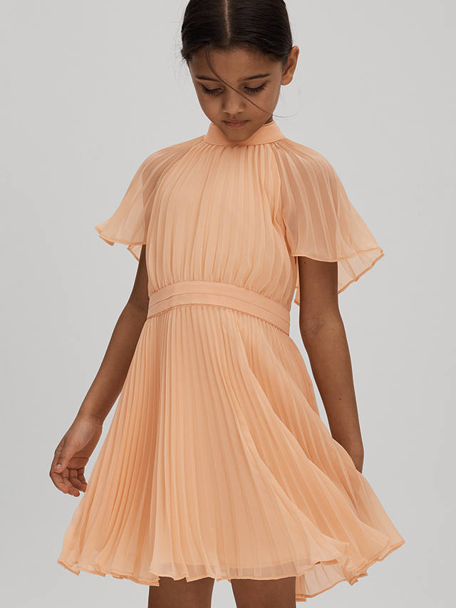 Reiss Kids' Verity Pleated Dress, Apricot