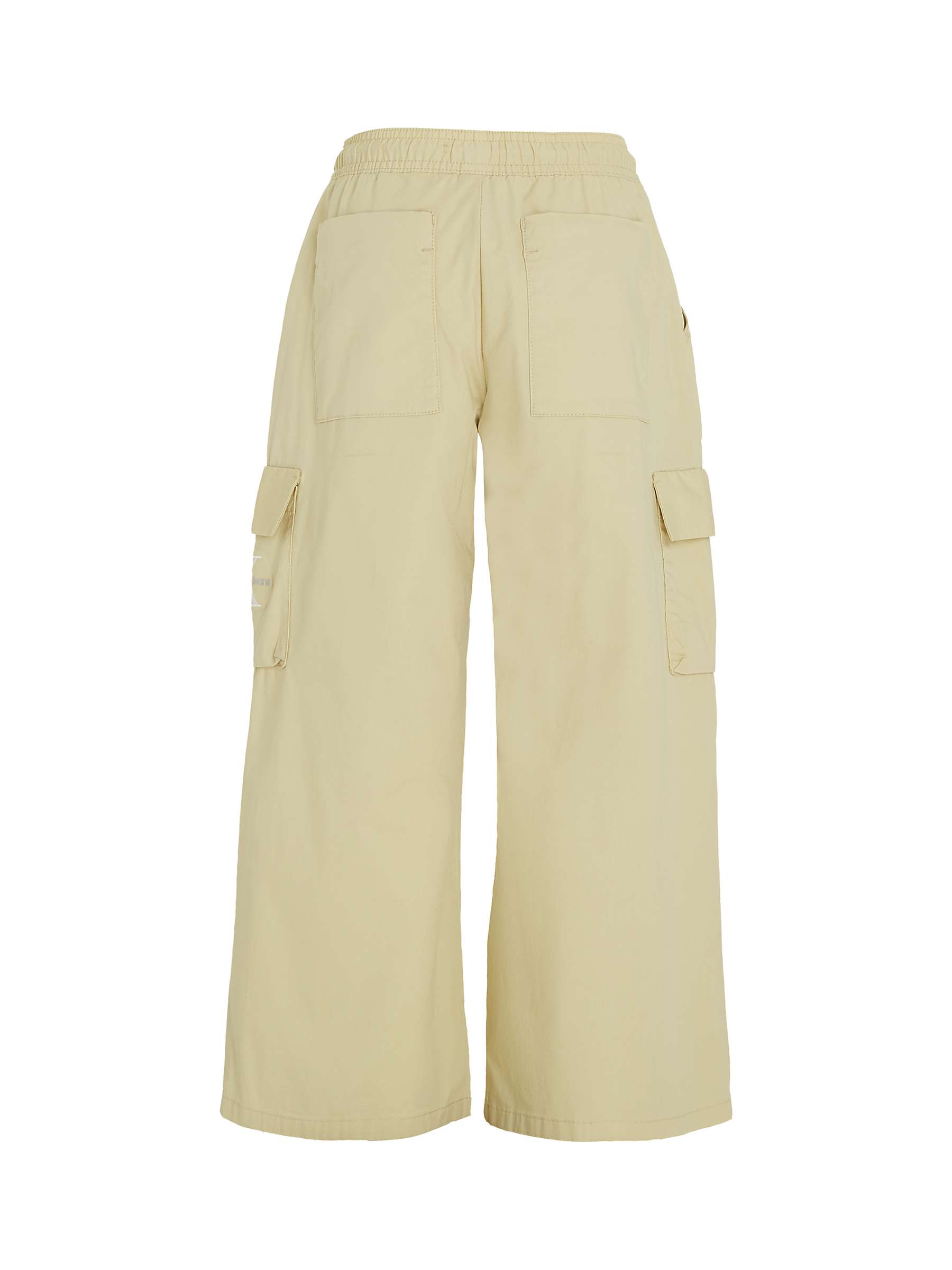 Buy Calvin Klein Kids' Logo Wide Leg Drawstring Cargo Trousers, Green Haze Online at johnlewis.com