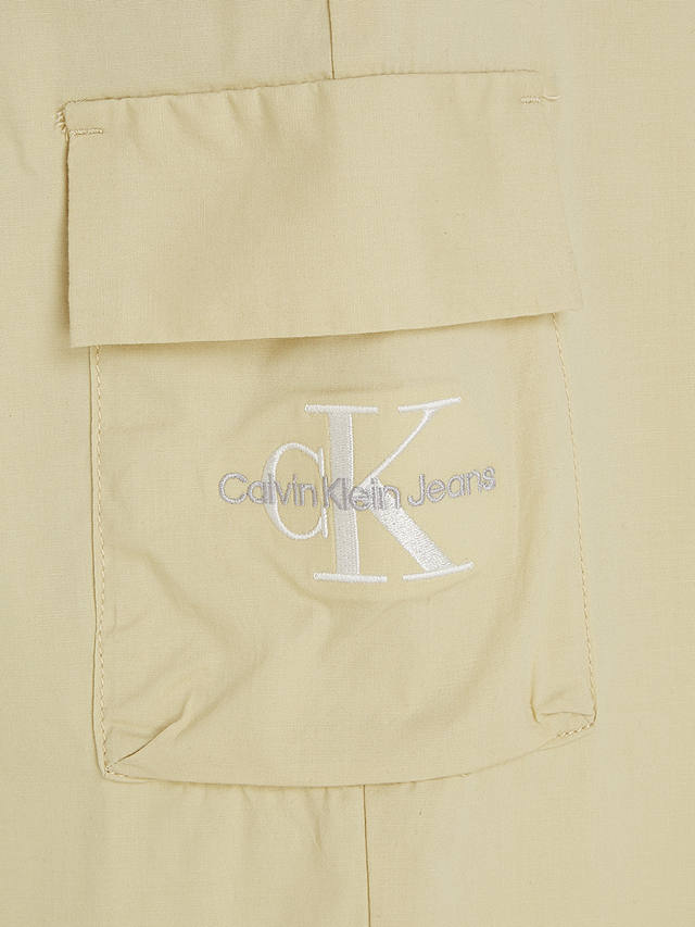 Calvin Klein Kids' Logo Wide Leg Drawstring Cargo Trousers, Green Haze