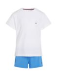 Tommy Hilfiger Kids' Flag T-Shirt & Shorts Pyjamas Set, White/Blue Spell