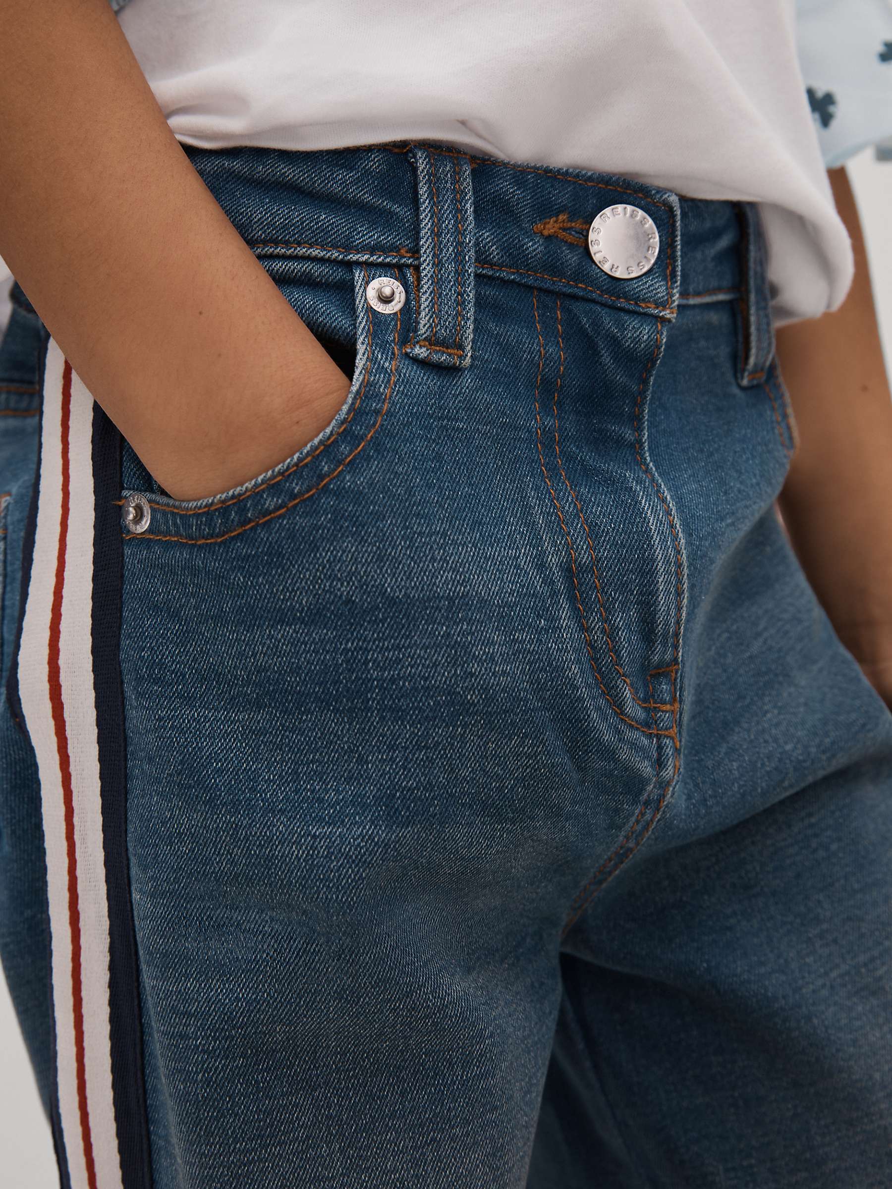 Buy Reiss Kids' Marie Stripe Tape Jeans, Blue Online at johnlewis.com