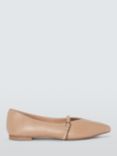 John Lewis Hearts Leather Sachetto Pointed Toe Mary Jane Ballerina Pumps, Camel