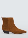 John Lewis Princess Suede Chisel Toe Cropped Pixie Ankle Boots, Tobacco