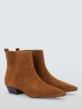 John Lewis Princess Suede Chisel Toe Cropped Pixie Ankle Boots, Tobacco