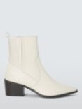 AND/OR Pixie Leather Heeled Chelsea Western Boots, Off White