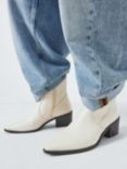 AND/OR Pixie Leather Heeled Chelsea Western Boots, Off White