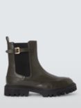 John Lewis Rattle Leather Cleated Sole Chelsea Buckle Ankle Boots, Military