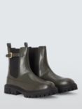 John Lewis Rattle Leather Cleated Sole Chelsea Buckle Ankle Boots, Military