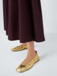 John Lewis Harlequinn Leather Soft Ruched V-Cut Sachetto Ballerina Pumps, Gold