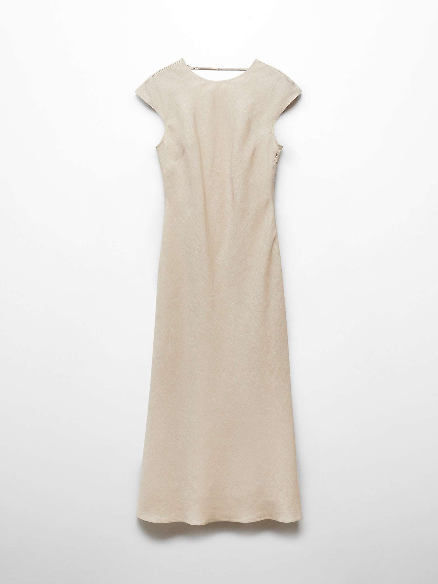 Buy Mango Gioia Open Back Linen Midi Dress, Light Beige Online at johnlewis.com
