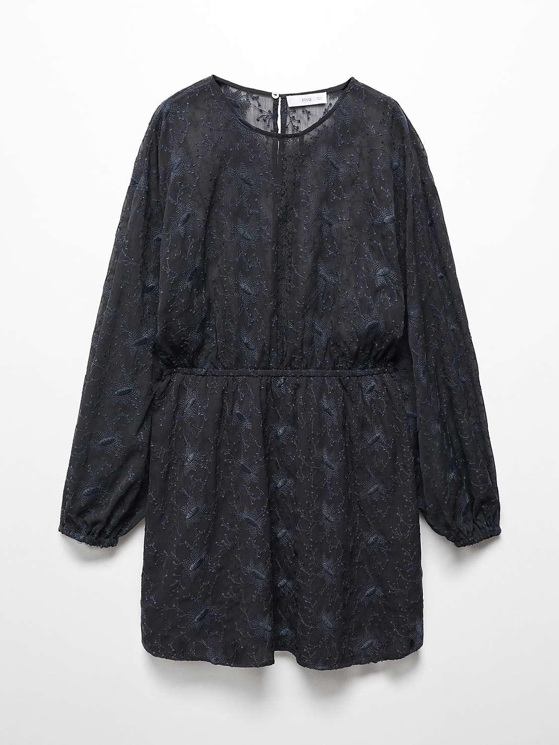 Buy Mango Tessa Embroidered Long Sleeve Mini Dress, Black Online at johnlewis.com