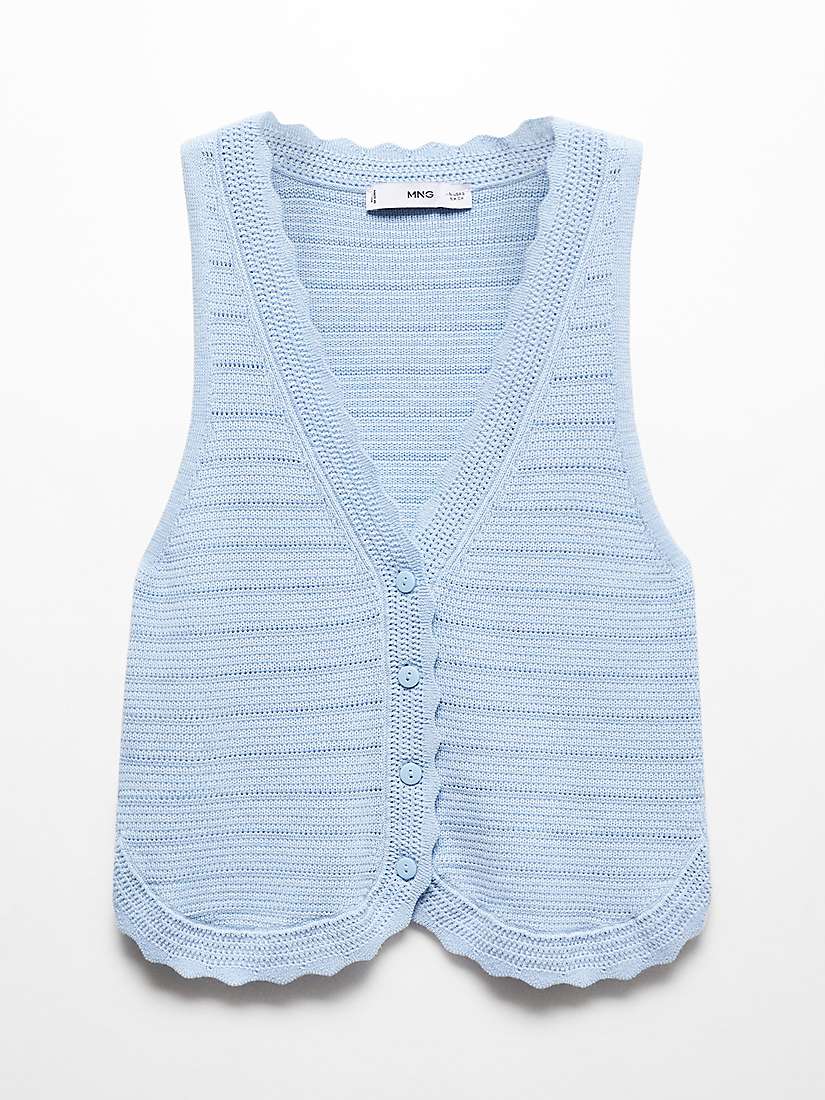 Buy Mango Mosi Openwork Knitted Vest, Light Pastel Blue Online at johnlewis.com