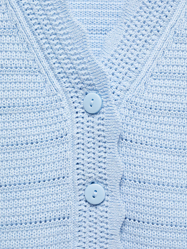 Mango Mosi Openwork Knitted Vest, Light Pastel Blue