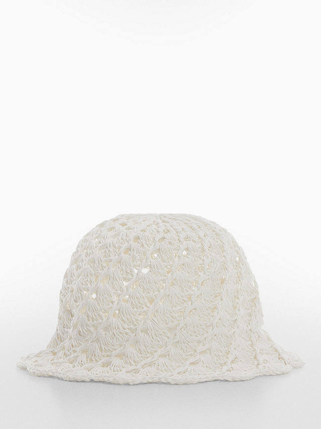 Mango Espiral Natural Fibre Woven Bucket Hat, White