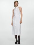Mango Belen Midi Linen Shirt Dress, Natural White