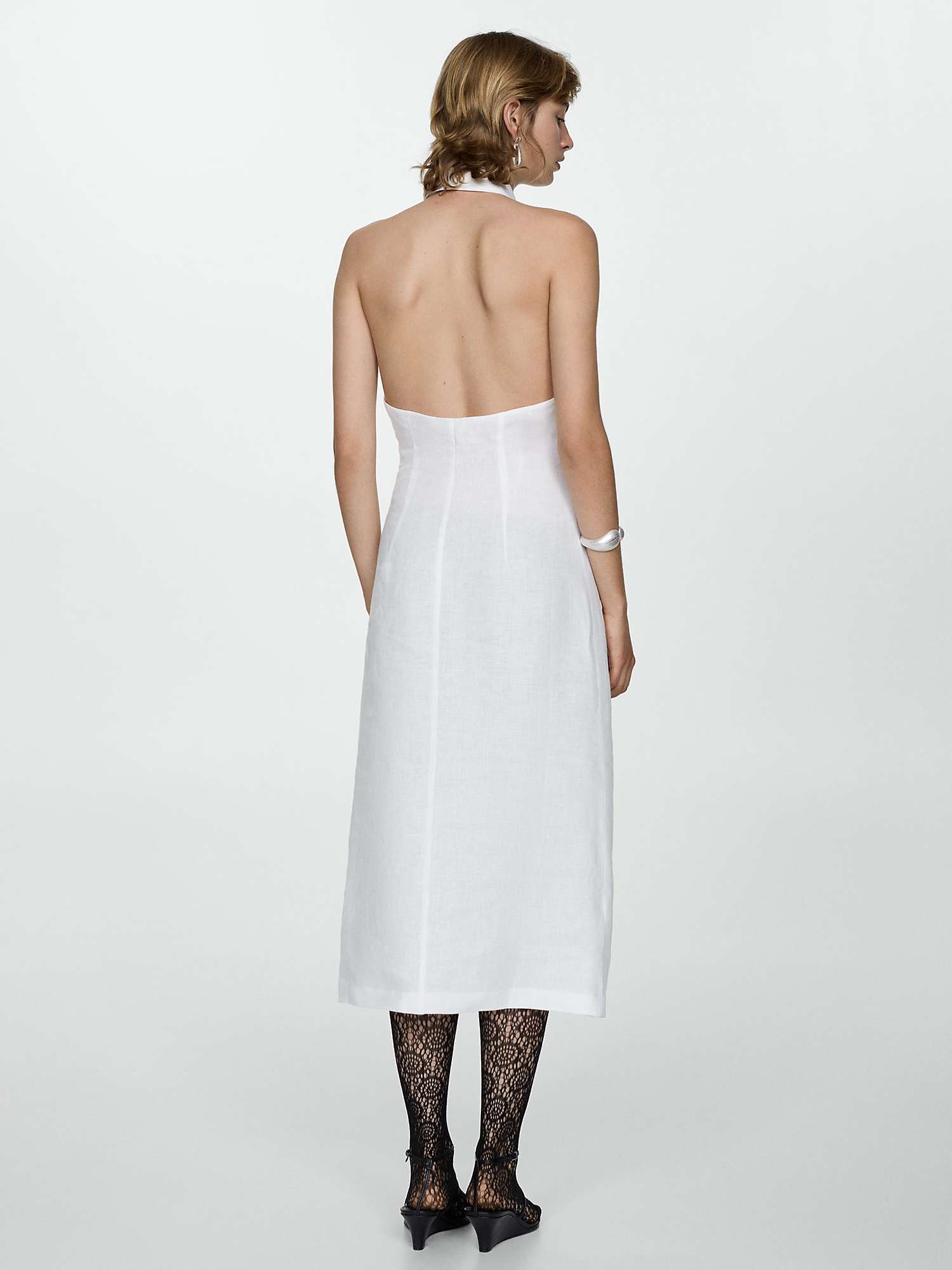 Buy Mango Belen Midi Linen Shirt Dress, Natural White Online at johnlewis.com